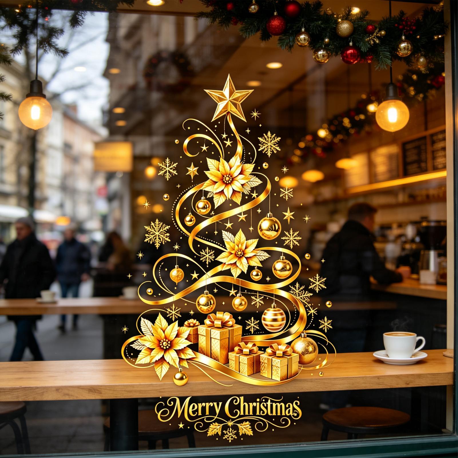 Snowflake Window Decal - Adesivi da parete a tema natalizio,
