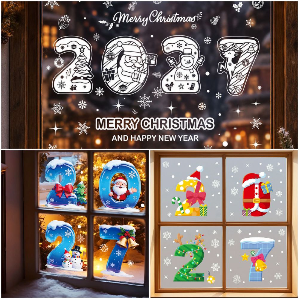 Snowflake Window Decal - Adesivi Elettrostatici per Finestre di Natale,